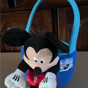 Disney Mickey Mouse Plush Basket - Black, Red, Blue Easter Halloween New